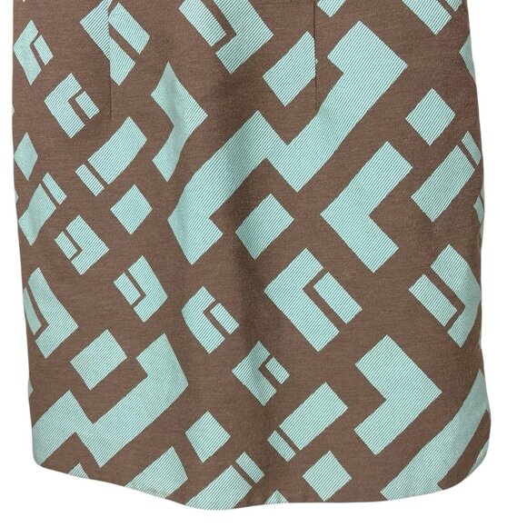 Plenty by Tracy Reese Geo Print Cocktail Dress Brown Seafoam Mint Green Size 10 - Picture 4 of 9
